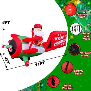 9 футов, рождественские надувные Санты, праздничные сани, праздничные украшения, праздничные, праздничные, надувные, садовые, светодиодные надувные - Product Image 5