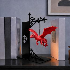 Floating <b>Dragon</b> Bookend With Led <b>Light</b> Fantasy Design Metal Bookshelf Decor For Adults - Product Image 6