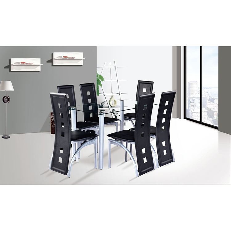 Free sample high quality tempered glass dining room set modern dining table and 4 chairs