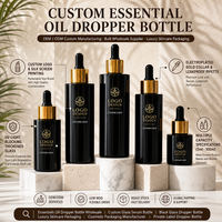 Flacon compte-gouttes en verre noir pour huiles essentielles 30ml 50ml, sérigraphie pour échantillons de sérum cosmétique, commande en gros, fournisseur, couleur personnalisée