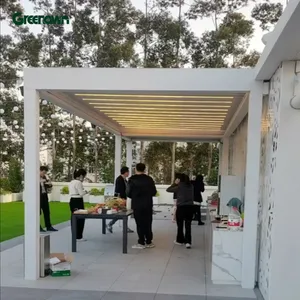 Toldo impermeable de pérgola bioclimática eléctrica para exteriores, toldo parasol motorizado de aluminio con persiana enrollable