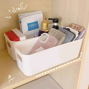 Caja de almacenamiento de color blanco lechoso, dividida en compartimentos para ropa interior, calcetines y otros artículos; cesta organizadora de escritorio integrada. - Product Image 1