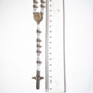 6 millimetri <span class=keywords><strong>Argento</strong></span> <span class=keywords><strong>In</strong></span> Acciaio Inox Tondo Perline <span class=keywords><strong>Rosario</strong></span> Cattolico con Guadalupe Centrotavola per Gli Uomini - Product Image 3