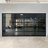 Puerta de Garaje de Vidrio de Doble Capa con Marco de Aleación de Aluminio Negro, Fabricante de Puertas de Garaje de Vidrio