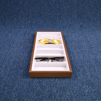 Plateau de présentation et d'emballage haut de gamme pour 7 paires de lunettes, en bois fait main, grain noyer blanc-gris, style vintage, vente en gros, marque BETTER