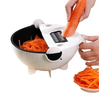 Groothandel Veilige Handmatige Keukenhandbescherming Multifunctionele Groentesnijder Hakmolen Aardappelrasp Snijder Afgietbak RVS