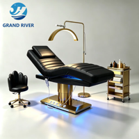Lit de beauté électrique moderne blanc avec revêtement en tissu personnalisé pour spa, soins des cils et du visage, table de massage, drap de massage, 3 moteurs, chauffant