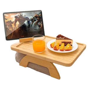 Wooden Sofa Tray <b>With</b> <b>Legs</b> <b>Foldable</b> Armrest <b>Table</b> For Living Room Coffee Tea Serving Storage Rack - Product Image 5