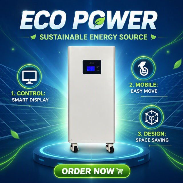 15kWh 51.2V 300Ah LiFePO4 Battery 6000 Cycles Smart BMS CAN RS485 Mobile Floor-Standing Commercial Solar Energy Storage