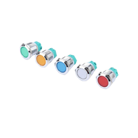 Botón Pulsador de Acero Inoxidable Iluminado con LED de 19 mm, Interruptor de Botón Metálico IP67 con Base Aislada Turquesa para Control Industrial