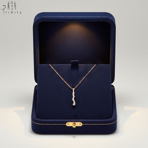 Collier à chaîne fine au design fluide simple, de haute qualité, en or rose massif 18 carats avec pendentif en diamant naturel véritable, vente en gros - Product Image 4