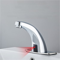 Robinet de lavabo de salle de bain automatique sans contact infrarouge moderne et simple en laiton chromé et céramique, à trou unique, à montage sur plan