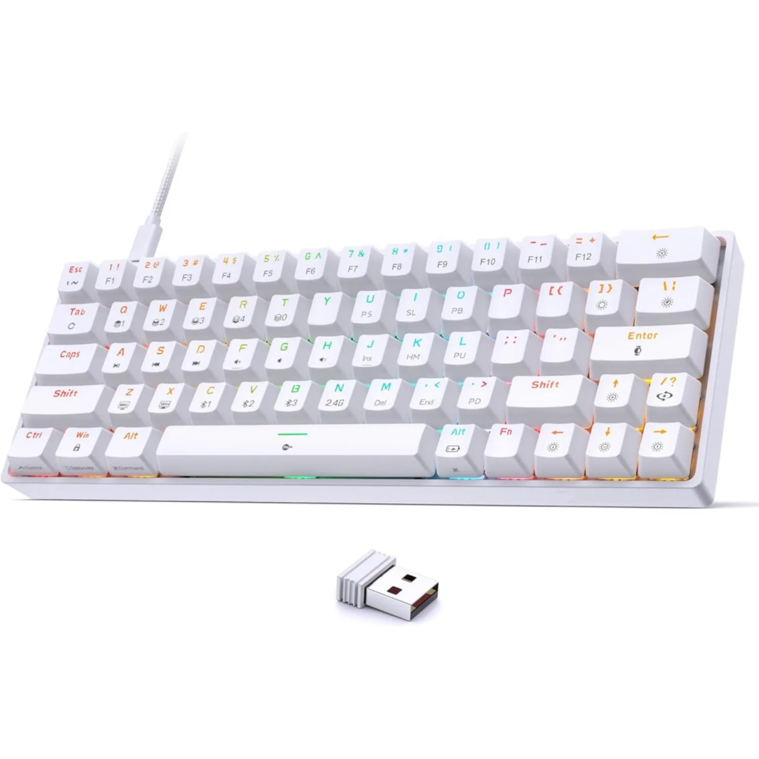Keyboard mekanis nirkabel 61 tombol, papan ketik piringan mekanis lampu komputer dapat disesuaikan baru