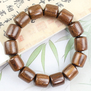 Pulsera de madera de sándalo dorado con cuentas de 14x15mm, joyería de madera de un solo lazo para hombres y mujeres, estilo chino - Product Image 4