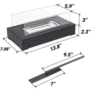 Braciere Portatile Rettangolare a <span class=keywords><strong>Bioetanolo</strong></span> Caminetto da Tavolo Interno-Esterno in Acciaio con Vetro Facile da Usare - Product Image 3