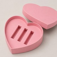 Boîte cadeau en forme de cœur rose faite à la main et recyclable avec insert à 3 compartiments, logo personnalisé, emballage pour gloss à lèvres, vente en gros OEM ODM