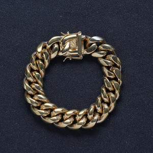 Pulsera de cadena cubana de acero inoxidable para hombre, joyería chapada en oro, 8 pulgadas, 18 mm - Product Image 4