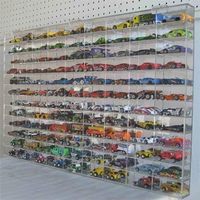 Offres Spéciales clair 108 compartiment boîte d'allumettes roues acrylique vitrine moulé sous pression modèle voitures acrylique mur armoire support vitrine