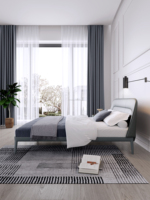 Cadre de lit en bois massif au design minimaliste moderne, décoration de lit double king size de luxe, meubles de chambre à coucher, lit Queen Size