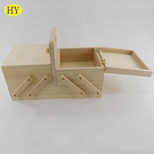Boîte à coudre pliable <span class=keywords><strong>en</strong></span> <span class=keywords><strong>bois</strong></span>, naturelle, légère et inachevé - Product Image 2