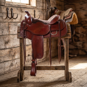 Nouvelle selle de cheval en cuir marron de style occidental de haute qualité, confortable et durable - Product Image 3