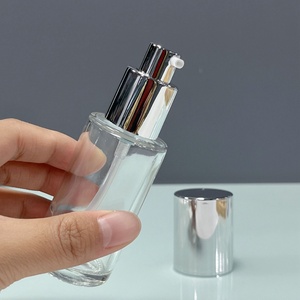 Emballage cosmétique en gros, ensemble de soins de la peau, pots à crème transparents et flacons en verre avec bouchon à vis argenté - Product Image 6