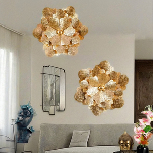 Modern Gold Plated Metal Wall <b>Art</b> Foliage Design Handmade Irregular Shape Home Decoration Glam Style - Product Image 2