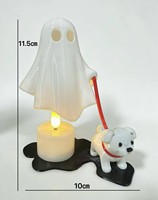 Lampe de chevet fantôme de Halloween avec chien marchant, mignonne et effrayante, pour la maison, la chambre, décoration de table festive