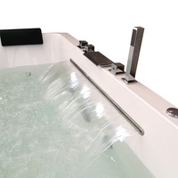 Baignoire de massage Whirlpool SPA en acrylique, grande baignoire d'hôtel avec jets LED, pour 2 personnes, avec jupe latérale, bain intérieur, spa chauffant