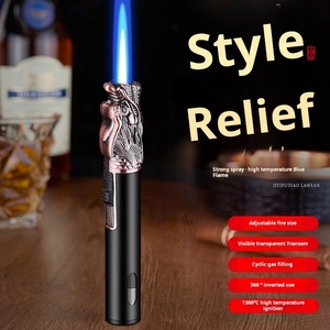 Mini Dragon Jet Flamme Rechargeable Butane Torche Briquet Coupe-Vent Drô<span class=keywords><strong>le</strong></span> Creative Business Cadeau Idée pour Cheminée À Gaz Cigarette - Product Image 4