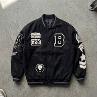 Blouson de baseball tendance pour homme, col montant, style streetwear, brodé, coupe ample, 420 grammes, haute qualité