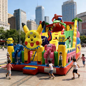 QIQU - Casa Inflable Comercial Gigante con Tobogán, PVC <span class=keywords><strong>de</strong></span> 0.55 mm, Parque Temático para <span class=keywords><strong>Alquiler</strong></span> en Carnavales - Product Image 1