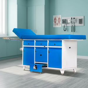 Mesa de Exploración Ginecológica con Acolchado Azul, Acero Inoxidable, para Uso Clínico - Product Image 3
