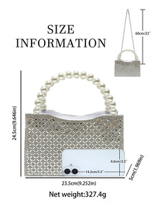 New Square Polyester Handbag Celebrity Fashion Evening <b>Clutch</b> Magnetic Closure Shiny Rhinestone Beaded Crossbody Bag Tanjing - Product Image 5
