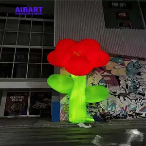 Geceleri dış dekorasyon şişme kırmızı kumlama çiçek modeli fabrika doğrudan satış ile