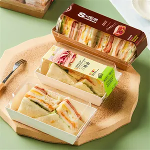 Прозрачная пластиковая коробка для сэндвичей в форме хлебобулочных изделий, миниатюрная коробка для сэндвичей, роскошная бумажная коробка для сэндвичей с крышкой