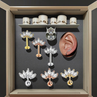 Marquis CZ Cartilage Boucle D'oreille En Acier Inoxydable Lotus Oreille Stud Anneaux Helix Piercing Dos Plat Boucle D'oreille De Mode Corps Bijoux