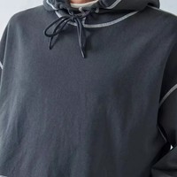 Sweat à capuche surdimensionné pour homme avec logo personnalisé OEM, surpiqûres contrastées, impression de logo, pull-over à coutures inversées, sweat à capuche décontracté pour homme, usage quotidien