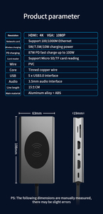 14 trong 1 hiển thị Dock <span class=keywords><strong>USB</strong></span> HUB RJ45 1000M <span class=keywords><strong>USB</strong></span> 3.0 không dây sạc <span class=keywords><strong>Docking</strong></span> <span class=keywords><strong>Station</strong></span> cho máy tính xách tay đa Cáp HUB - Product Image 6