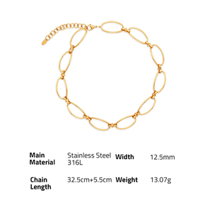 Moonfish — collier ras du cou en acier inoxydable pour femmes, chaîne à maillons ovales, plaqué or, simple, 316L, en Stock - Product Image 6