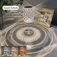 Lampe de nuit en cristal diamant, lampe LED à commande tactile, lumière ambiante scintillante pour chambre à coucher, restaurant, cadeau