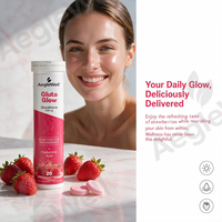 AegleWell Comprimés Effervescents au Glutathion Saveur Fraise 500mg 20 Comprimés avec Acide Hyaluronique Complément Alimentaire pour l'Éclat de la Peau