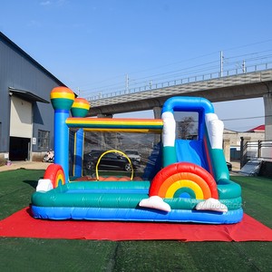 Maison gonflable avec toboggan et parcours d'obstacles pour enfants Matériau en PVC/nylon Installation facile Capacité de 10 enfants - Product Image 1