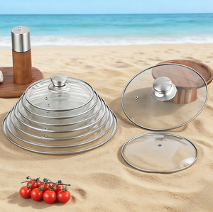 <span class=keywords><strong>Tapa</strong></span> de Vidrio Templado Tipo C con Ajuste Estable, Diseño Antiderrame, Parte Superior de Vidrio Visible para Todo Tipo de Utensilios de Cocina - Product Image 1