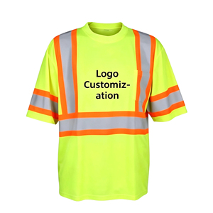 T-shirt de sécurité haute visibilité personnalisable OEM, réfléchissant et réglable, pour le travail en extérieur, l'ingénierie, la construction, l'entrepôt - Product Image 1