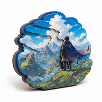 Aimants de réfrigérateur personnalisés en MDF 3D avec illustration Isekai, découpés au laser multicouche