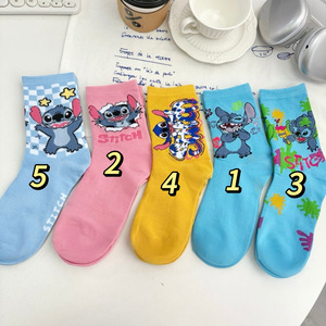 Calcetines de media pantorrilla con dibujos animados de Stitch, calcetines informales de algodón transpirable para niñas jóvenes, calcetines informales de verano de 14cm y 17,5 cm - Product Image 3