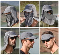 Gorra de Visera de Pescador con Protección Solar de Verano y Logotipo Personalizado, Máscara Desmontable Multifuncional, Secado Rápido, Refrigerante, para Senderismo y Actividades al Aire Libre