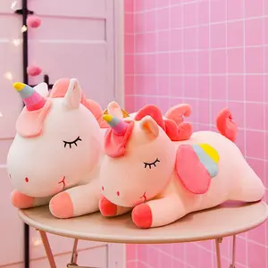 XUX 40cm yaratıcı disket sevimli gökkuşağı ünikorn alt fermuar peluş oyuncak PP pamuk Unicorn dolması peluş yastık festivali hediye