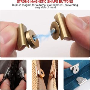KIBBEH Sets Strong Magnetic Snaps Buttons Heavy Duty Sew On Or No Sew Closure For Bag Making Leather Projects <b>Purses</b> Totes And C - Product Image 2